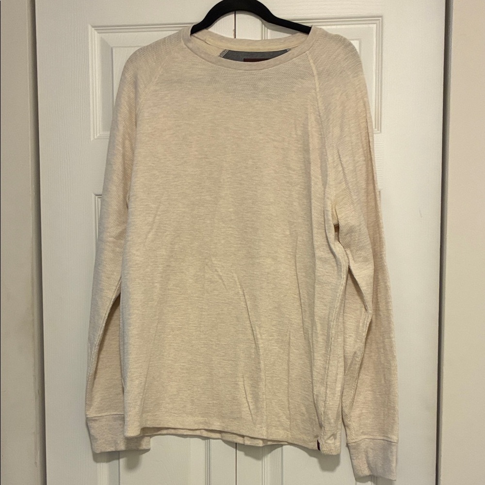 Men's Long-Sleeve Crewneck Shirt in Light Cream